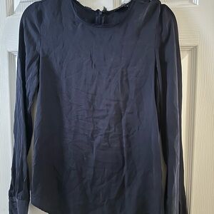 Theory Navy Blue Silk Top Small